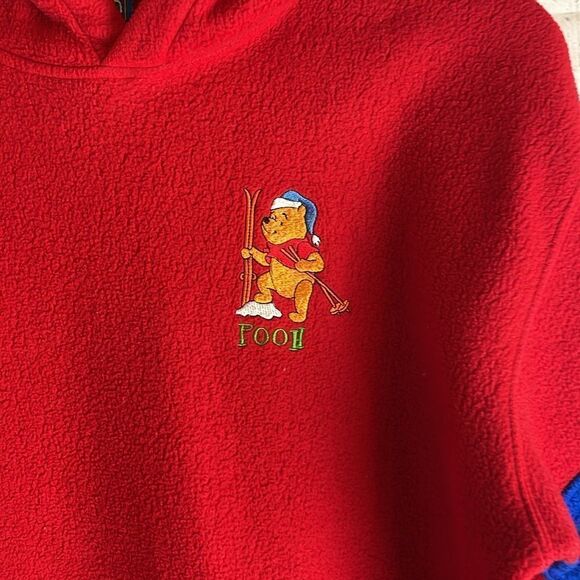 Winnie the Pooh Vintage 90's Fleece Hoodie Sweatshirt Blue, Red Size Medium - Picture 2 of 6